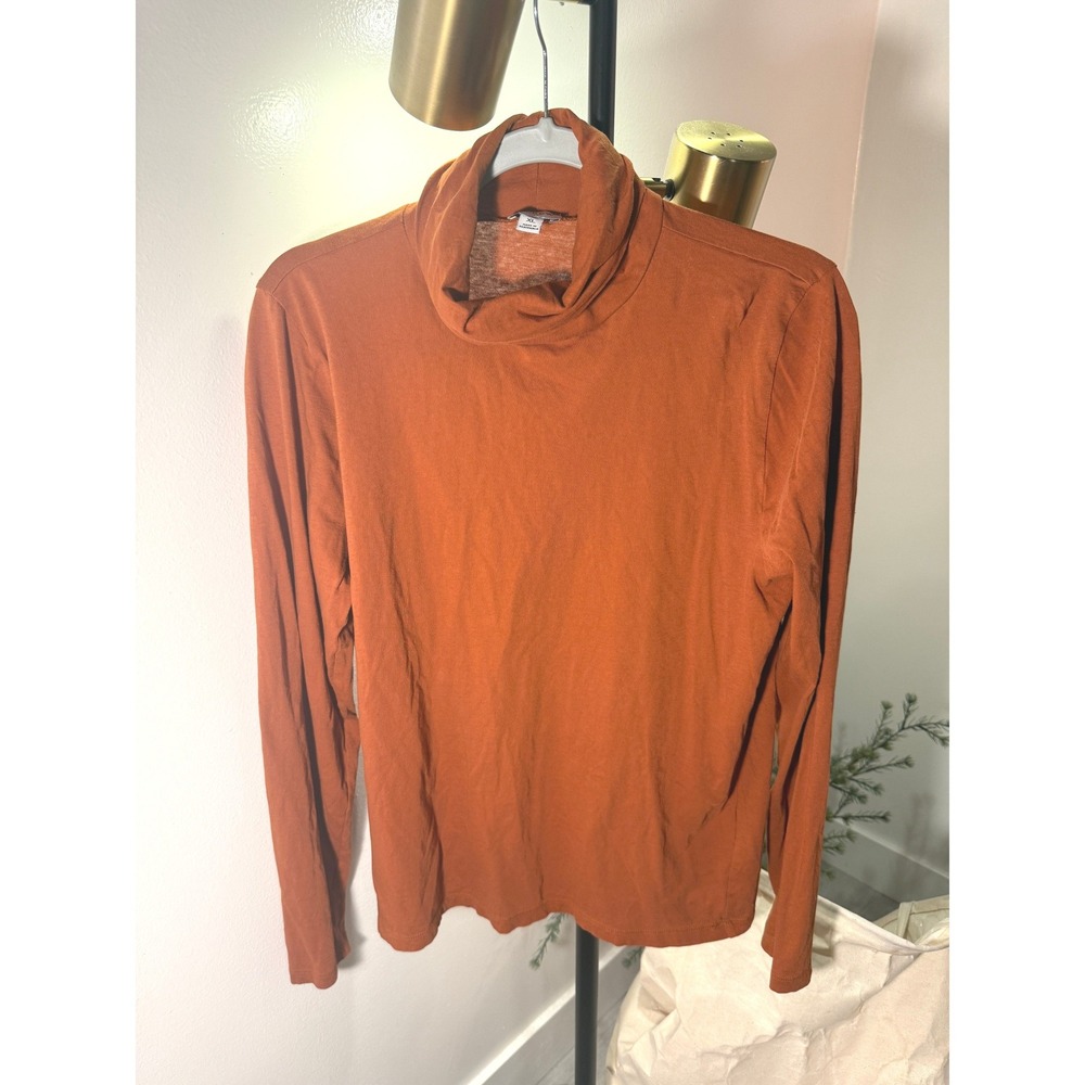 J.Crew Womens XL Burnt Orange Cotton Long Sleeve Turtleneck Top Lightweight fall